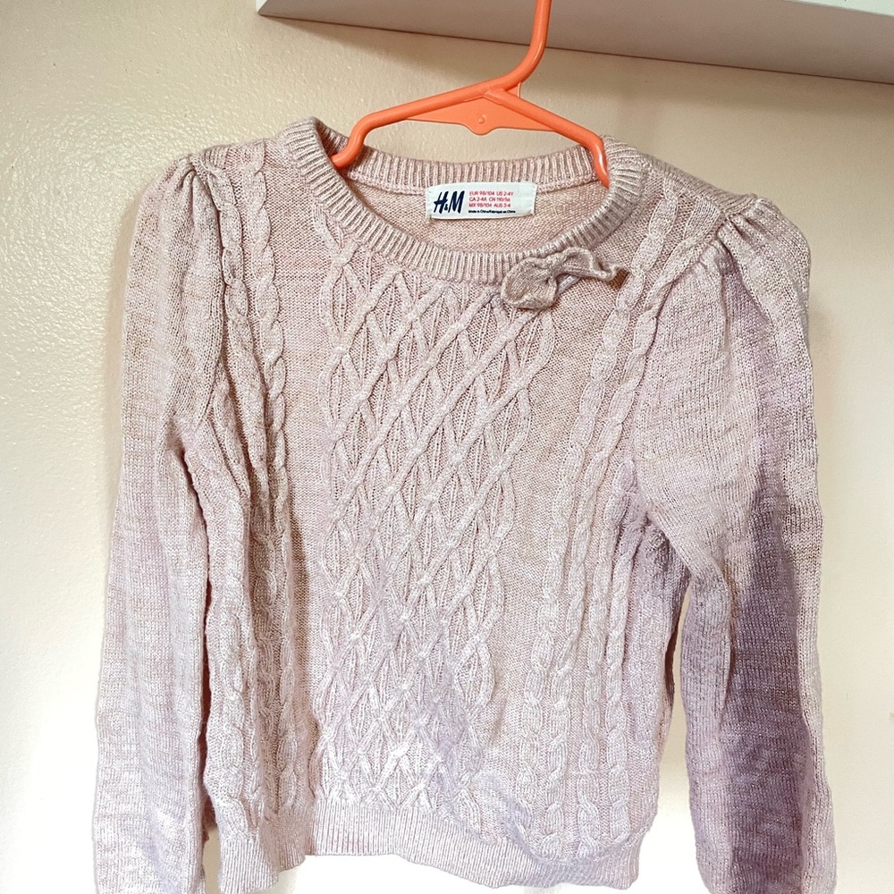 H&M Blush Pink Cable-Knit Crew Neck Sweater